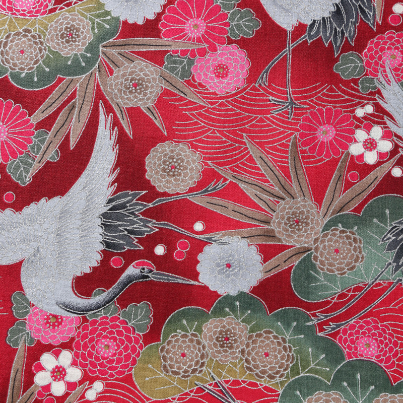 和風柄 開花シリーズ 1750-70 シーチング生地に花柄や彩り豊かな菊や扇模様が描かれております / Japanese Pattern  Flowering Series 1750-70 Flower patterns and colorful chrysanthemum and fan  