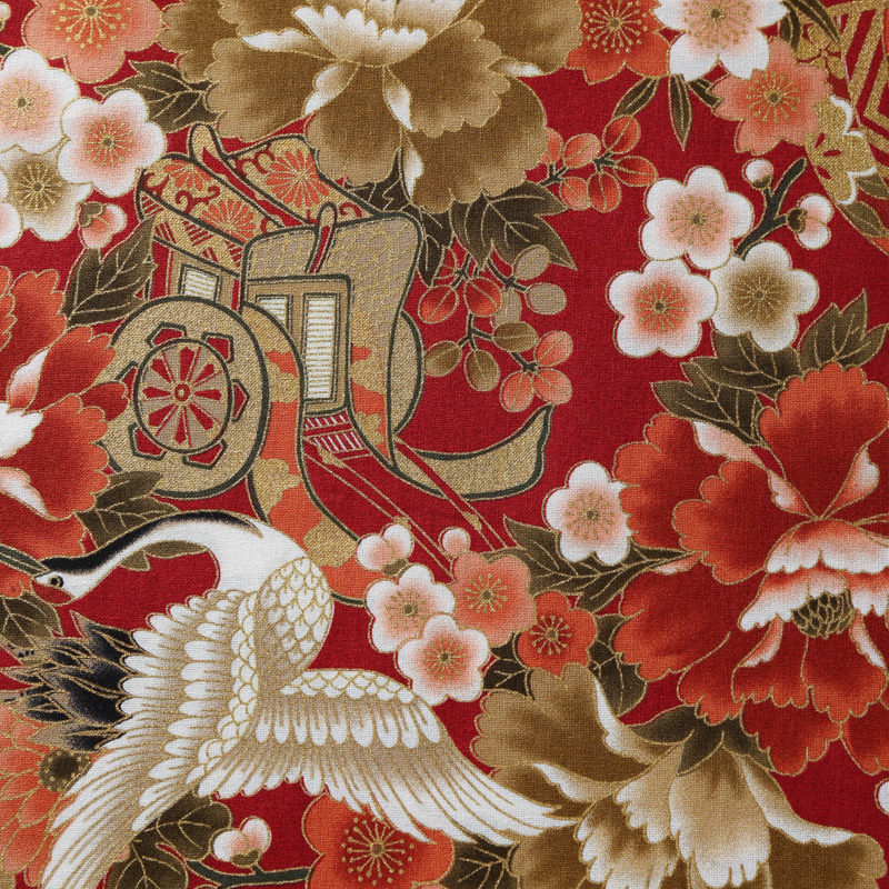 和風柄 開花シリーズ 1750-77 シーチング生地に花柄や彩り豊かな菊や扇模様が描かれております / Japanese pattern  flowering series 1750-77 Flower patterns and colorful chrysanthemum and fan  