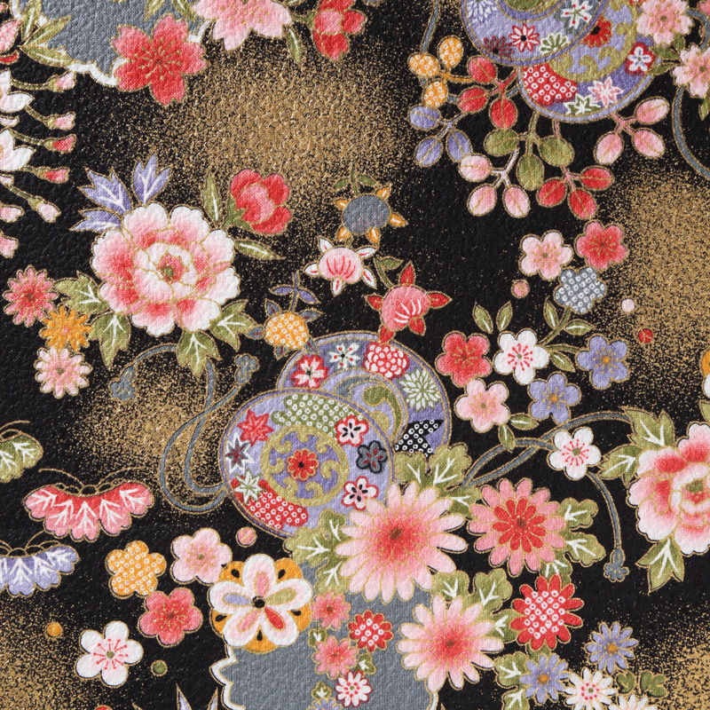 和風柄 開花シリーズ 2500_136N 綿ちりめん風エンボスに花柄が描かれております / Japanese pattern flowering  series 2500_136N A floral pattern is drawn on the cotton crepe style  embossed 