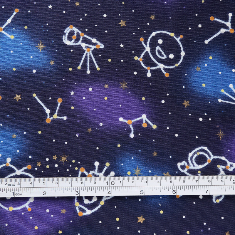 宇宙柄 15500-12 オックス生地に宇宙やロケットが描かれています / Space pattern 15500-12 Space and  rockets are drawn on Ox fabric.