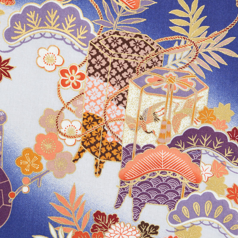 和風柄 開花シリーズ 1750-75 シーチング生地に花柄や大柄の笠松が描かれております /Japanese Pattern Kaibana  Series 1750-75 Sheeting fabric with floral patterns and large kasamatsu  pine 