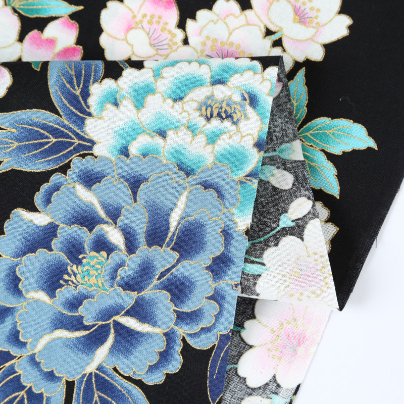 和風柄 開花シリーズ 1750-86 シーチング生地に花柄や女性が描かれております /Japanese Pattern Kaibana Series 1750-86 Sheeting fabric with floral patterns and women