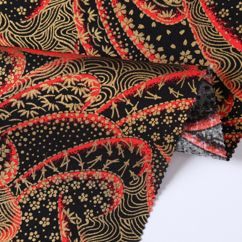 和風柄 開花シリーズ 1750-48 シーチング生地に花柄が描かれております /Japanese Pattern Kaibana Series 1750-48 Floral pattern on sheeting fabric